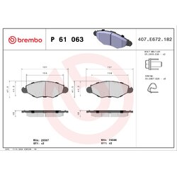 Brake Pad Set BREMBO P61063 OE Ref 425212