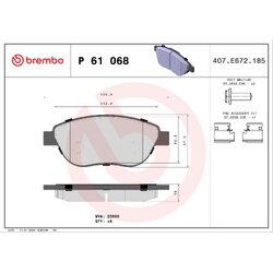 Brake Pad Set BREMBO P61068 OE Ref 1617256680