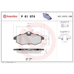 Brake Pad Set BREMBO P61074 OE Ref 1617257080