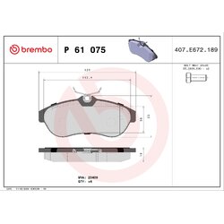 Brake Pad Set BREMBO P61075 OE Ref 1617270280
