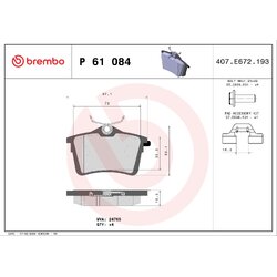 Brake Pad Set BREMBO P61084 OE Ref 1623063180