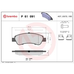 Brake Pad Set BREMBO P61091 OE Ref 1611457480