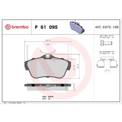 Brake Pad Set BREMBO P61095 OE Ref 1617280980