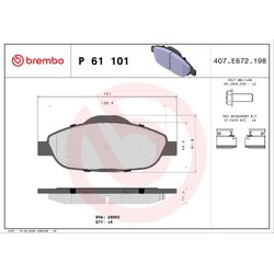 Brake Pad Set BREMBO P61101 OE Ref 425393