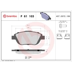 Brake Pad Set BREMBO P 61 103X OE Ref 161140580