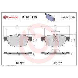 Brake Pad Set BREMBO P61115 OE Ref 1617272580