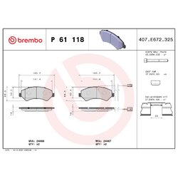 Brake Pad Set BREMBO P61118 OE Ref 1623842580