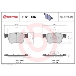 Brake Pad Set BREMBO P61135 OE Ref 1636925480