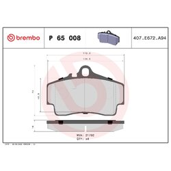 Brake Pad Set BREMBO P65008 OE Ref 98635293911