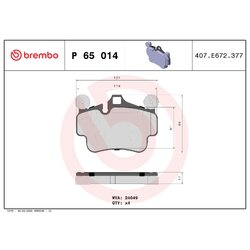 Brake Pad Set BREMBO P65014 OE Ref 99735193903