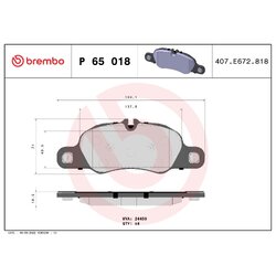 Brake Pad Set BREMBO P65018 OE Ref 98135193809