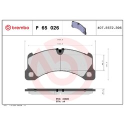 Brake Pad Set BREMBO P65026 OE Ref 95835193930