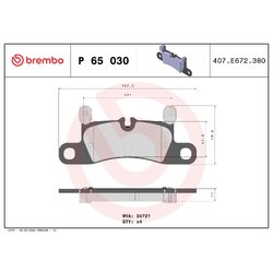 Brake Pad Set BREMBO P65030 OE Ref 95835193950