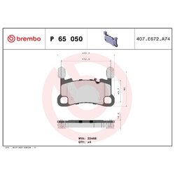 Brake Pad Set BREMBO P65050 OE Ref 9Y0698451