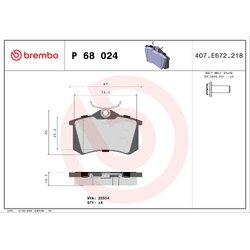 Brake Pad Set BREMBO P68024 OE Ref 1631831780