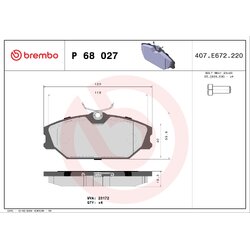 Brake Pad Set BREMBO P68027 OE Ref 410607125R
