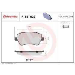 Brake Pad Set BREMBO P68033 OE Ref 4154210510