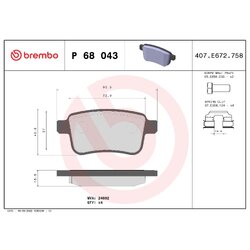 Brake Pad Set BREMBO P68043 OE Ref 440606267R