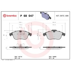 Brake Pad Set BREMBO P68047 OE Ref 410600629R
