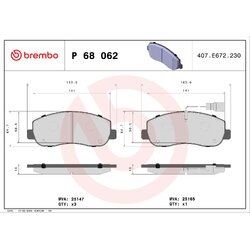 Brake Pad Set BREMBO P68062 OE Ref 4106000Q1E