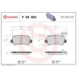 Brake Pad Set BREMBO P68063 OE Ref 4406000Q0L