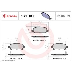 Brake Pad Set BREMBO P78011 OE Ref 4605A644