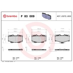 Brake Pad Set BREMBO P83009 OE Ref J0449135160