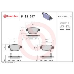 Brake Pad Set BREMBO P83047 OE Ref 0446605010