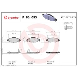 Brake Pad Set BREMBO P83053 OE Ref 044650D040