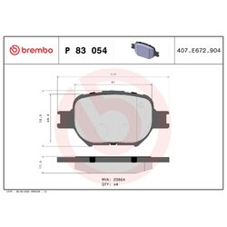 Brake Pad Set BREMBO P83054 OE Ref 0446513030