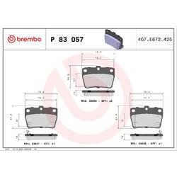 Brake Pad Set BREMBO P83057 OE Ref 0446642020