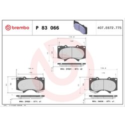 Brake Pad Set BREMBO P83066 OE Ref 4605A481