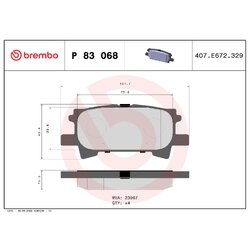 Brake Pad Set BREMBO P83068 OE Ref 0446648060