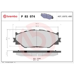 Brake Pad Set BREMBO P83074 OE Ref 0446553040