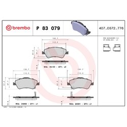 Brake Pad Set BREMBO P83079 OE Ref 0446502200