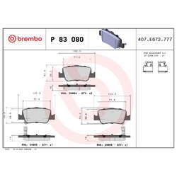 Brake Pad Set BREMBO P83080 OE Ref 0446602180