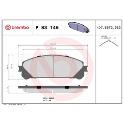 Brake Pad Set BREMBO P83145 OE Ref 044650E020