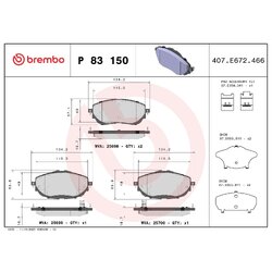 Brake Pad Set BREMBO P83150 OE Ref 0446502391