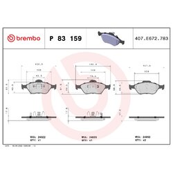 Brake Pad Set BREMBO P83159 OE Ref 044650D120