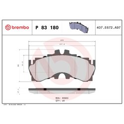 Brake Pad Set BREMBO P83180 OE Ref 044651101079