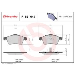Brake Pad Set BREMBO P85047 OE Ref 7D0698151E