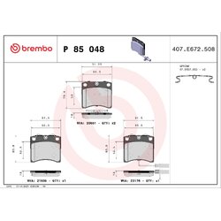 Brake Pad Set BREMBO P85048 OE Ref 7D0698151H