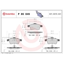 Brake Pad Set BREMBO P85049 OE Ref 7D0698151F