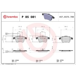 Brake Pad Set BREMBO P85081 OE Ref 7H0698151