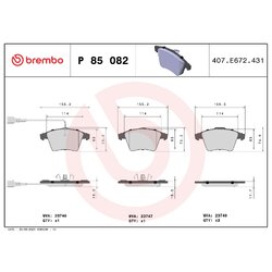 Brake Pad Set BREMBO P85082 OE Ref 7H0698151A