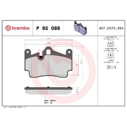 Brake Pad Set BREMBO P85088 OE Ref 95535293950