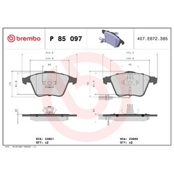 Brake Pad Set BREMBO P85097 OE Ref 4F0698151B