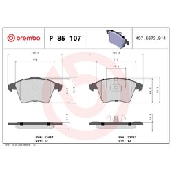 Brake Pad Set BREMBO P85107 OE Ref 7H0698151C