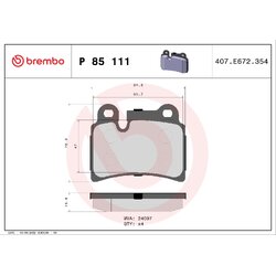 Brake Pad Set BREMBO P85111 OE Ref 7L6698451B
