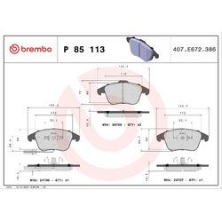 Brake Pad Set BREMBO P85113X OE Ref 8K0698151F